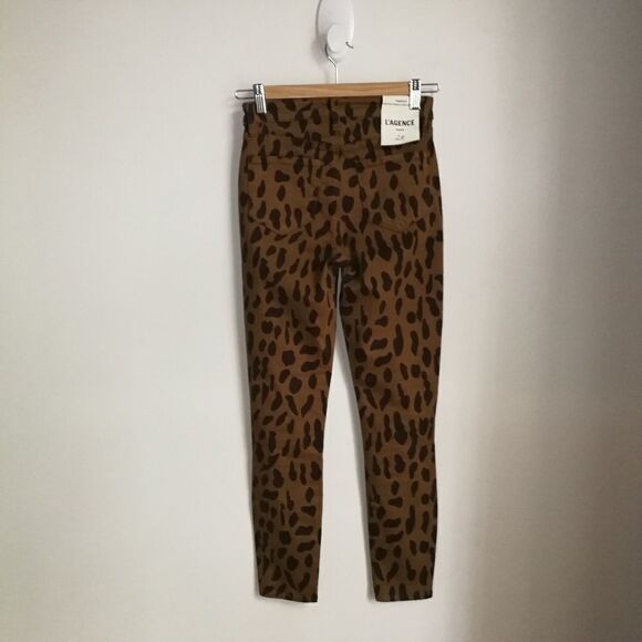 L'AGENCE / REVOLVE Margot Spot Animal Print Stretchy Skinny Cropped Jean Size 24 - Picture 15 of 15